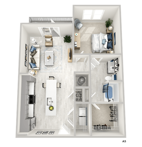 Floor plan for 1 bed, 1 bath, 820 sqft